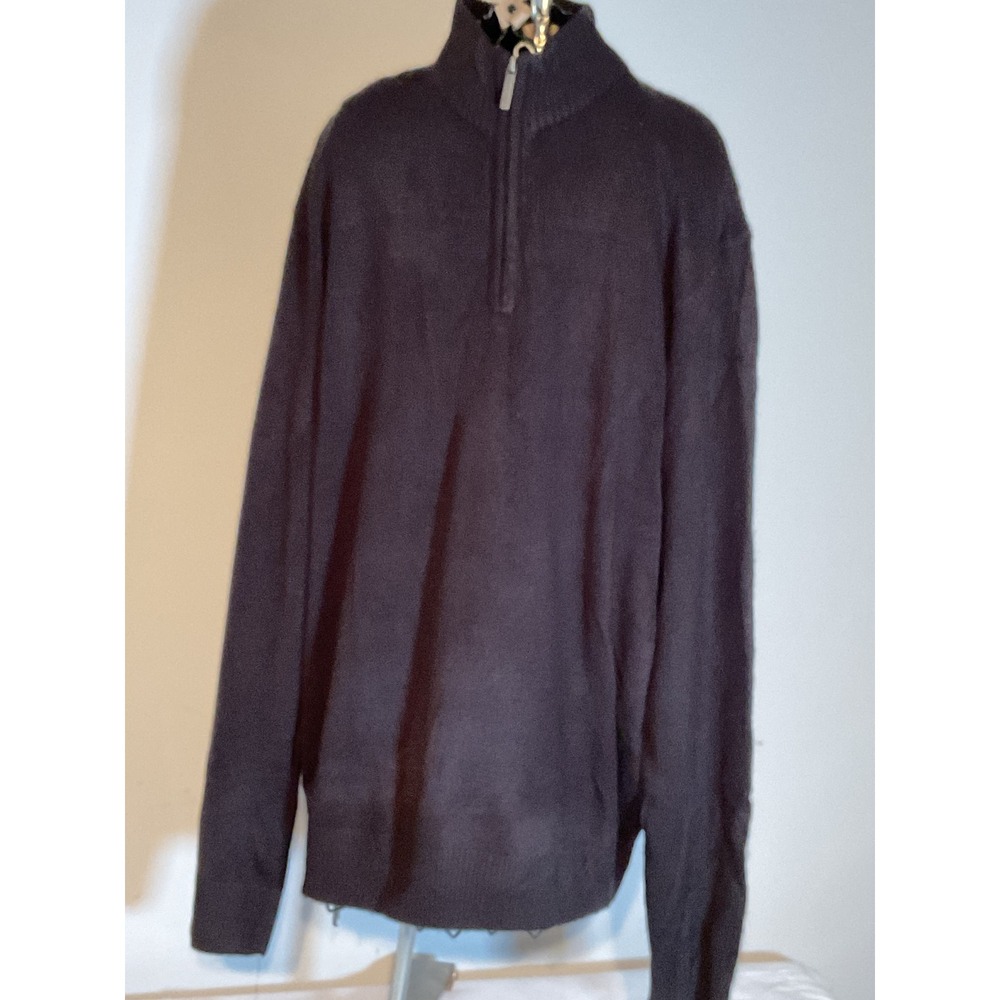 Geoffrey Beene Mens XXL Black 1/4 Zip Pullover Sweater G3G6050 Mock Neck Knit